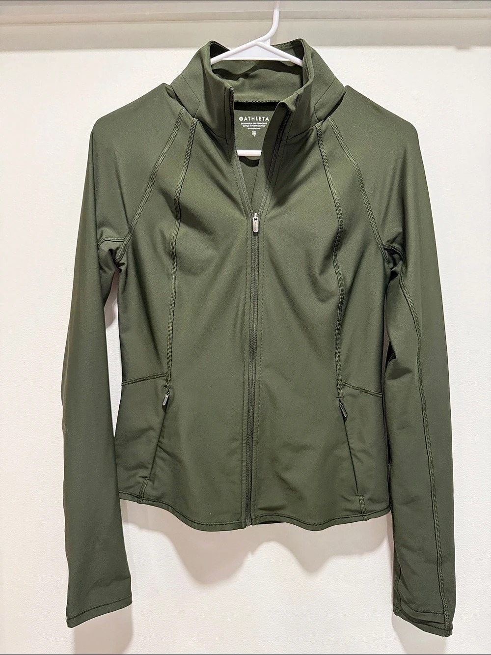 Athleta Salutation Crop Jacket Women's Green Full-Zip Size XS